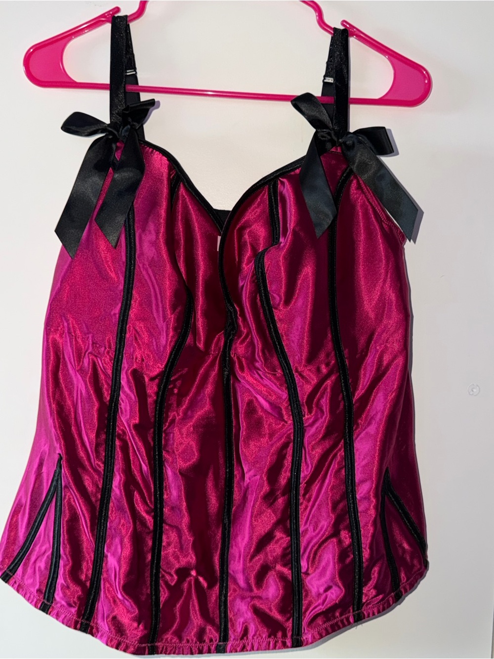 Cacique Bright Fuchsia Lingerie Top with Black Accents